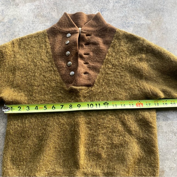 Vintage 1950s Korean War US Military 100% Wool 5 Button Sweater Army Drab - Picture 7 of 9